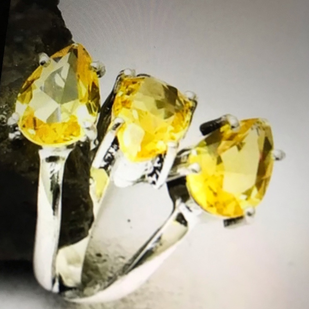 Citrine Stamped 925 Sterling Silver Ring